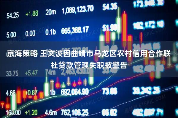京海策略 王文波因曲靖市马龙区农村信用合作联社贷款管理失职被警告